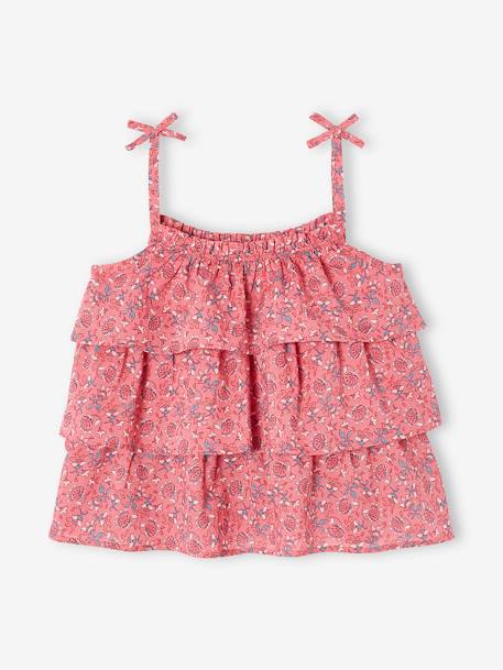 Blusa estampada com folhos, para menina ROSA MEDIO ESTAMPADO 