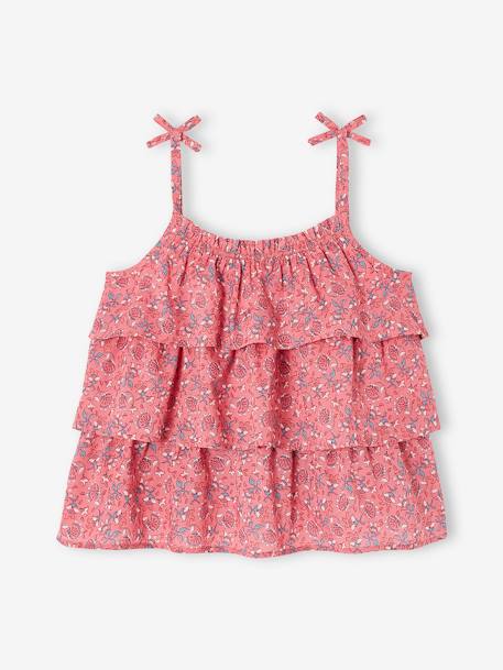 Blusa estampada com folhos, para menina ROSA MEDIO ESTAMPADO 