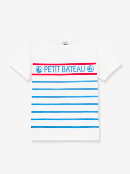 T-shirt de mangas curtas, em algodão, Petit Bateau AZUL CLARO AS RISCAS 