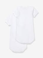 Lote de 2 bodies com cavas americanas e mangas curtas para bebé, em algodão bio, Petit Bateau branco 