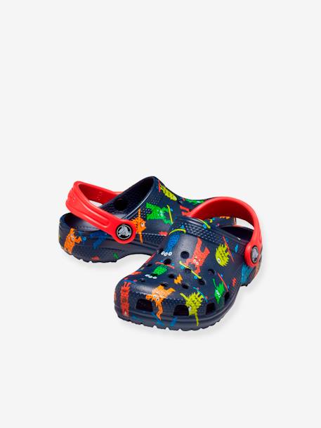 Socas para bebé, Classic Easy Icon Clog CROCS™ AZUL ESCURO ESTAMPADO+ROSA CLARO ESTAMPADO 