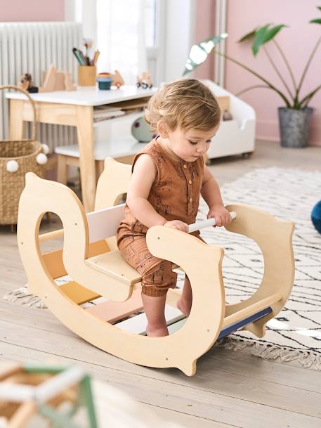 Baloiço Montessori, em madeira FSC® BEGE MEDIO LISO COM MOTIVO 