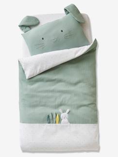 Têxtil-lar e Decoração-Roupa de cama bebé-Fronhas de almofada-Fronha de almofada para bebé, em gaze de algodão, tema Coelho verde