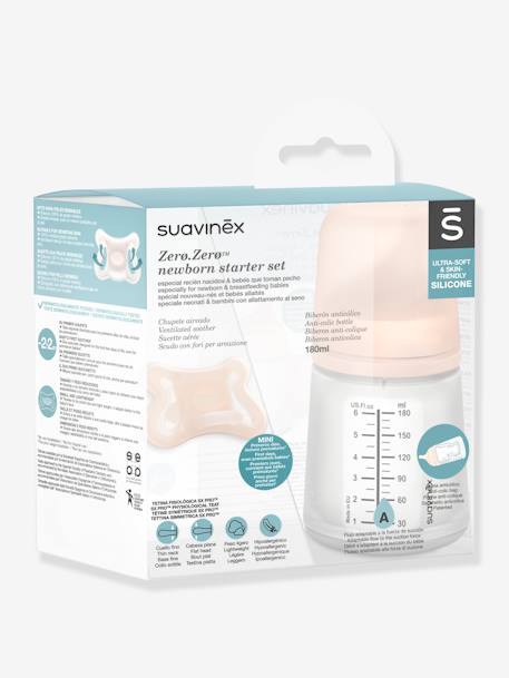 Conjunto biberão Zero.Zero + chupeta, da SUAVINEX rosa-nude 