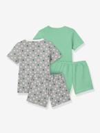 Lote de 2 pijamas, em algodão, para criança, Petit Bateau VERDE MEDIO AS RISCAS 