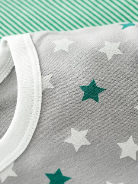 Lote de 2 pijamas, em algodão, para criança, Petit Bateau VERDE MEDIO AS RISCAS 