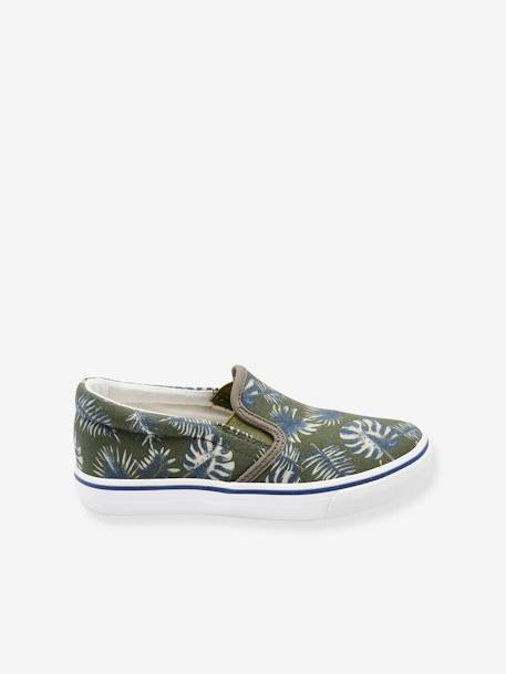 Ténis slip-on, para menino VERDE ESCURO ESTAMPADO 