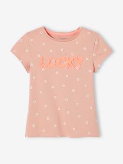 Menina 2-14 anos-T-shirts-T-shirts-T-shirt com flores estampadas, para menina