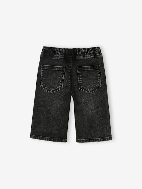 Bermudas em moletão efeito ganga, para menino PRETO ESCURO LISO 