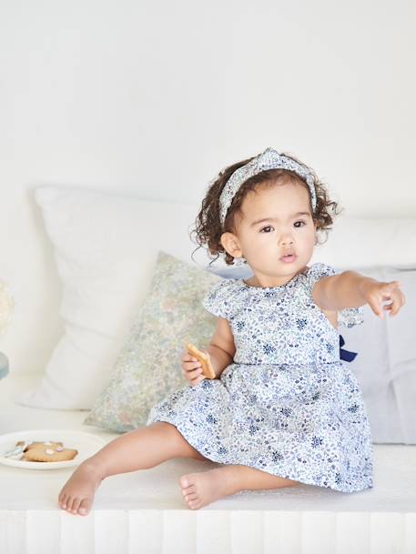 Vestido às flores, especial cerimónia, para bebé BRANCO CLARO ESTAMPADO 