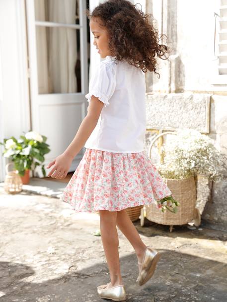 Saia de cerimónia, às flores, para menina BRANCO CLARO ESTAMPADO 