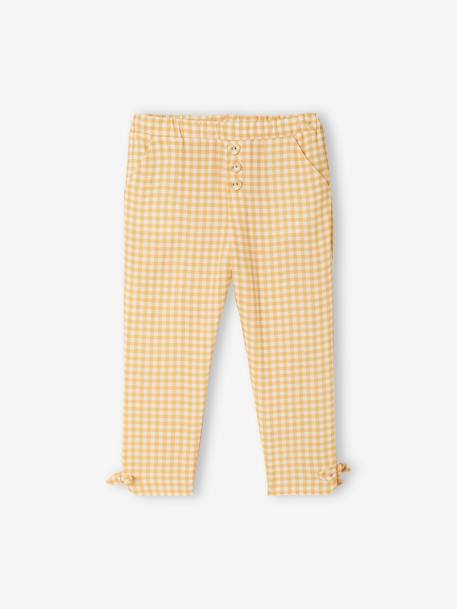 Calças curtas fluidas e estampadas, para menina AMARELO CLARO QUADRADOS 