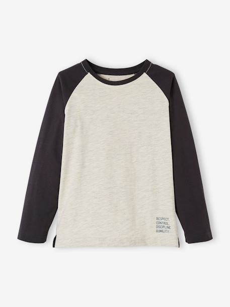 Camisola desportiva com mangas raglan,  para menino BEGE CLARO MESCLADO 