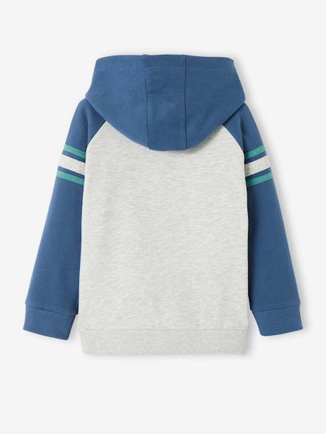 Sweat com capuz e motivo gráfico, mangas raglan, para menino AZUL MEDIO LISO COM MOTIVO 