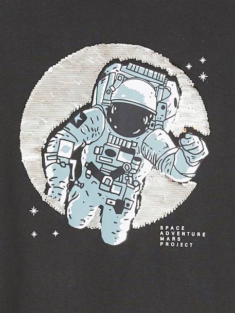 Camisola astronauta com lantejoulas reversíveis, para menino cinza mesclado+CINZENTO ESCURO LISO COM MOTIV 