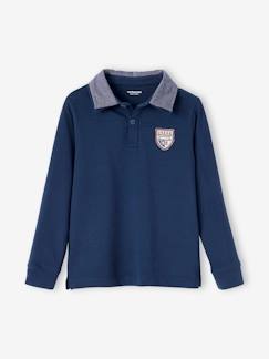 Personalizáveis-Menino 2-14 anos-T-shirts, polos-Polos-Polo com emblema e gola em cambraia, para menino