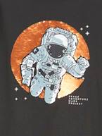 Camisola astronauta com lantejoulas reversíveis, para menino cinza mesclado+CINZENTO ESCURO LISO COM MOTIV 