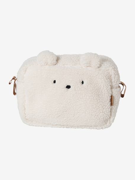 Bolsa de cuidados de higiene Urso, em sherpa, Pequeno Nómada BRANCO CLARO LISO 