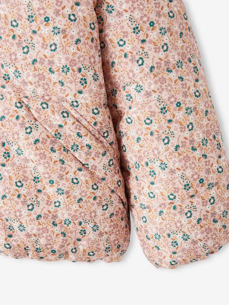 Blusão curto com capuz, estampado às flores, para menina VIOLETA MEDIO ESTAMPADO 