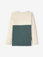 Camisola colorblock, para menino azul+ocre+VERDE MEDIO LISO COM MOTIVO 