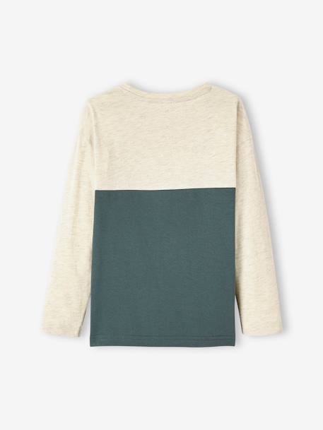 Camisola colorblock, para menino azul+ocre+VERDE MEDIO LISO COM MOTIVO 