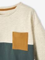 Camisola colorblock, para menino azul+ocre+VERDE MEDIO LISO COM MOTIVO 