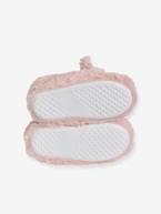 Pantufas estilo pelinho, para menina ROSA CLARO LISO COM MOTIVO 