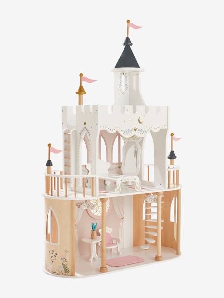 Castelo de princesa para bonecas, em madeira FSC® BRANCO CLARO LISO COM MOTIVO 