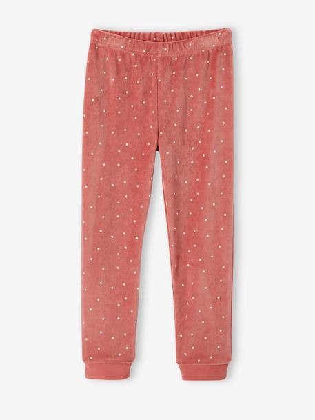 Pijama Raposa, em veludo, para menina ROSA ESCURO LISO COM MOTIVO 