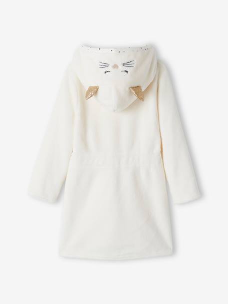 Robe gato personalizável, em malha pelinho, para menina BRANCO CLARO LISO COM MOTIVO 