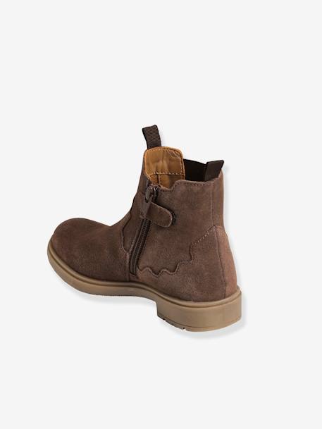 Botas em pele, para menina AZUL ESCURO LISO+CASTANHO MEDIO LISO 