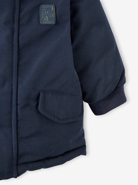 Parka reversível, com capuz, para bebé AZUL ESCURO LISO COM MOTIVO 