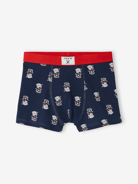 Lote de 5 boxers stretch 'piratas', para menino AZUL ESCURO ESTAMPADO 