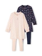 Lote de 2 camisas de dormir às flores + leggings ROSA CLARO ESTAMPADO 