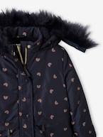 Parka com capuz, forro em sherpa, para menina AZUL ESCURO ESTAMPADO+CASTANHO MEDIO ESTAMPADO 