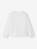 Blusa com folhos, em gaze de algodão, para menina BRANCO CLARO LISO 