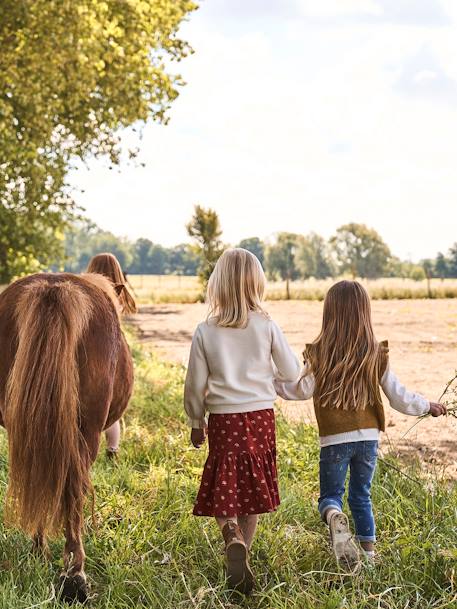 Saia-calção com folhos, para meninas-Menina 2-14 anos-Vertbaudet