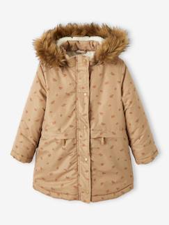 Parka com capuz, forro em sherpa, para menina