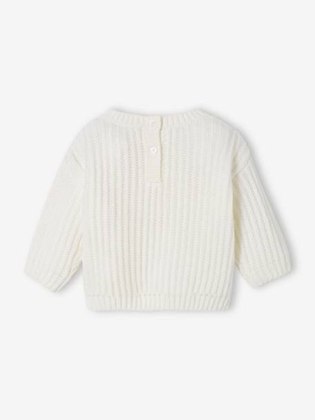 Camisola em tricot, coração dourado, para bebé azul-céu+BRANCO CLARO LISO 