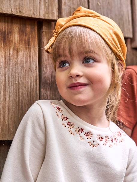 Lenço estampado às flores, para menina AMARELO ESCURO ESTAMPADO 