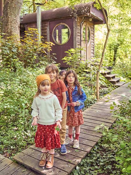 Saia-calção com folhos, para meninas-Menina 2-14 anos-Vertbaudet