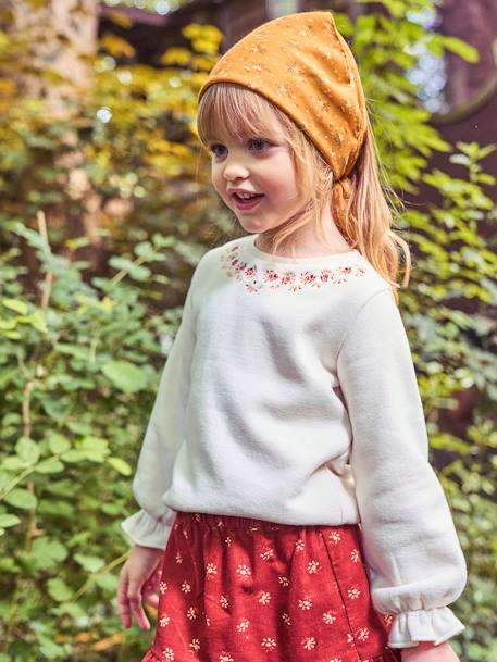 Lenço estampado às flores, para menina AMARELO ESCURO ESTAMPADO 