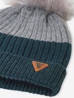 Gorro bicolor em malha, para menino AZUL ESCURO BICOLOR/MULTICOLOR+azul-ardósia 