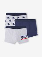 Lote de 3 boxers NASA® AZUL ESCURO LISO COM MOTIVO 