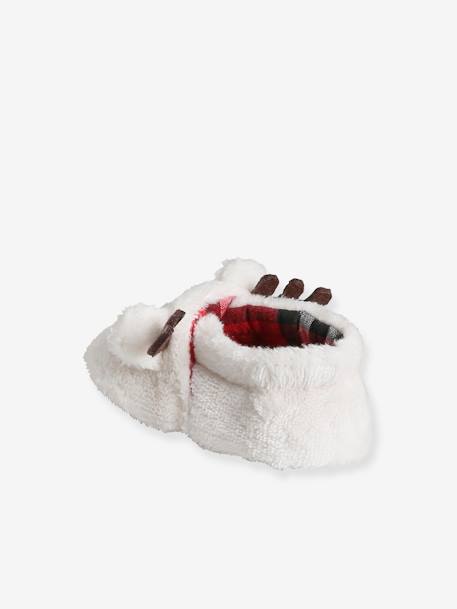 Pantufas com forro em pelo, para bebé cru 