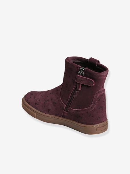 Botas em pele, para menina, coleção autonomia CINZENTO MEDIO ESTAMPADO+VIOLETA MEDIO ESTAMPADO 