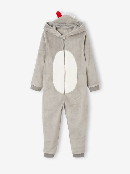 Macacão-pijama lobo, para menino CINZENTO CLARO LISO COM MOTIVO 