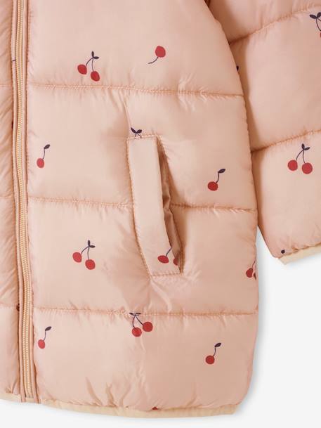 Blusão comprido, estampado com cerejas, para menina ROSA MEDIO ESTAMPADO 