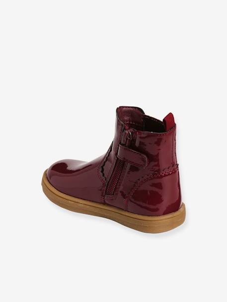 Botas envernizadas, com fecho e elástico, para bebé menina VERMELHO ESCURO LISO 