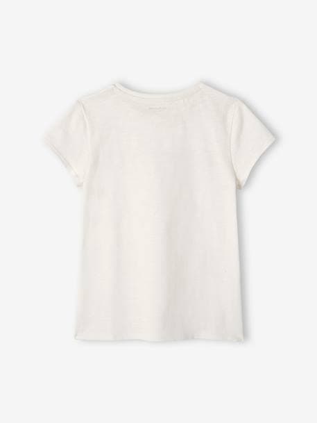 T-shirt de desporto com riscas irisadas, para menina BRANCO CLARO LISO COM MOTIVO+lilás+rosado 